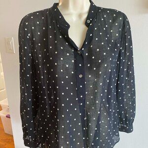 Madewell Polka Dot Sheer Cotton Blouse • Size Small • Black & White Button Front